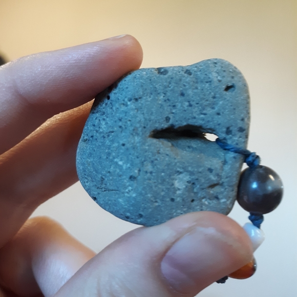 Natural Hag Stone Necklace Fairy Mushroom - Picture 2 of 3